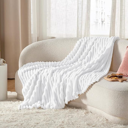 Bedsure GentleSoft White Fleece Blanket for - Cozy Soft Blankets for Women, Cute Small Throws for Girls, 50x70 Inches