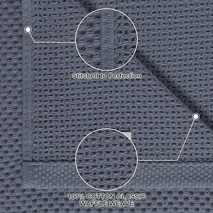 Homaxy 100% Cotton Kitchen Towels and Dishcloths Set, 12 x 12 Inches and 13 x 28 Inches, Set of 12 Bulk Kitchen Towels Set, Ultra Soft Absorbent Dish Cloths for Washing Dishes, Dark Grey