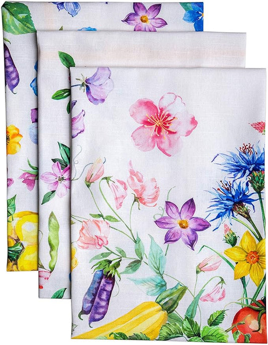 Maison d'Hermine Dish Towels 100% Cotton Absorbent Giverny Set of 3 Spring Summer