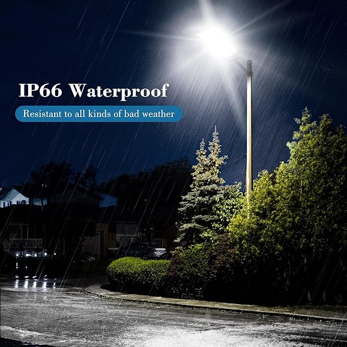 11000W Solar Street Lights - Wide Angle Solar Lights Outdoor Motion Sensor, Commercial Parking Lot Light Dusk to Dawn, 7000K LED Street Light IP66 Waterproof with Remote Control (1Pack)