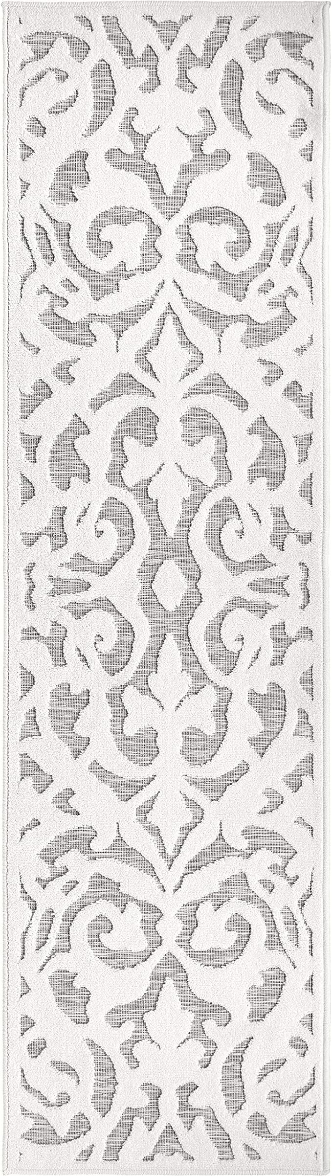 My Texas House Lady Bird Area Rug 1.11x9.6 Vintage Traditional, Natural Grey