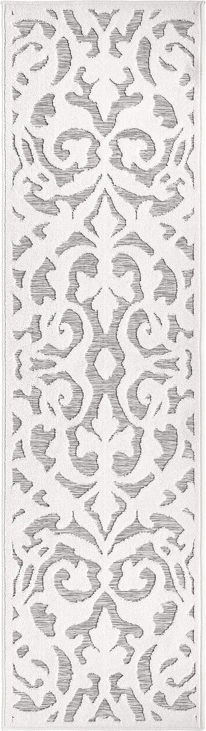 My Texas House Lady Bird Area Rug 1.11x9.6 Vintage Traditional, Natural Grey