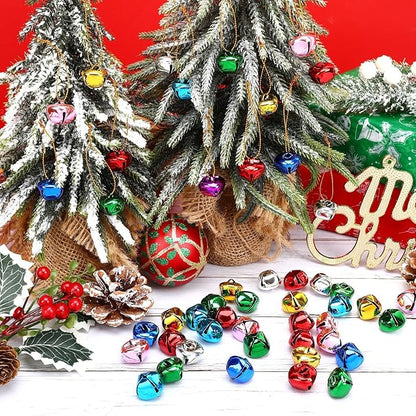 Augshy 4/5 Inch Jingle Bells for Crafts,120 Pcs Small Tiny Bells, Multicolor Mini Craft Bells for Christmas Tree Ornaments Decor DIY Jewelry Pet Accessories Wreaths Holiday Decorations