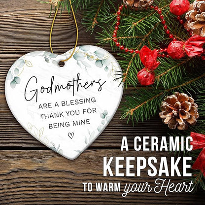ZAGKOO Godmother Gifts from Godchild, Goddaughter, Godson - Godmothers Ornament Thank You for Being Mine, Best Godmother Gifts - Godmothers Present Ideas - Ceramic Christmas Ornament 2025