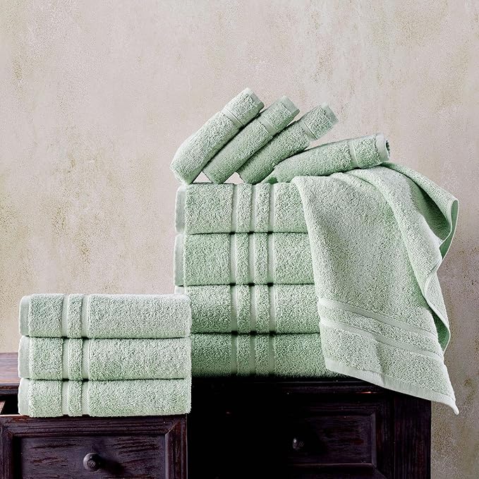 Hawmam Linen Light Green Bath Towels 4 Pack Soft and Absorbent, Premium Quality Perfect for Daily Use 100% Cotton Towel 600 GSM