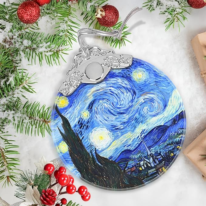 Christmas Ornament - Stained Glass Van Gogh Starry Night - Home Decor - Holiday Present Ideas - Gift Exchange