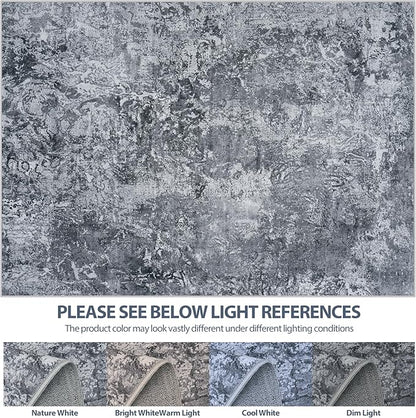 5x7 Area Rugs for Living Room Rug Washable: Abstract Rug for Dining Room Bedroom Carpet Non Slip 5 by 7 Indoor Modern Nursery Home Office Black