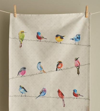 Maison d'Hermine Birdies On Wire 100% Cotton Absorbent Dish Towels Tea Bar Towels Set of 2