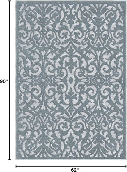 My Texas House Lady Bird Area Rug 5.2x7.6 Indoor Outdoor, Harbor Blue