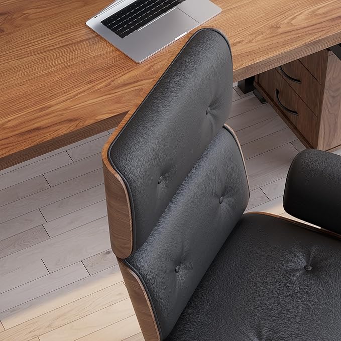 homary Home Office Chair, High Back Swivel Desk Chair, Faux Leather Ergonomic Task Chair with Adjustable Height & Rolling Base, Black