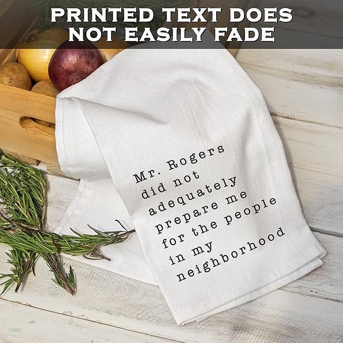 MAINEVENT Mr Rogers Funny Dish Towel Gift Kitchen Tea Towel 18x24