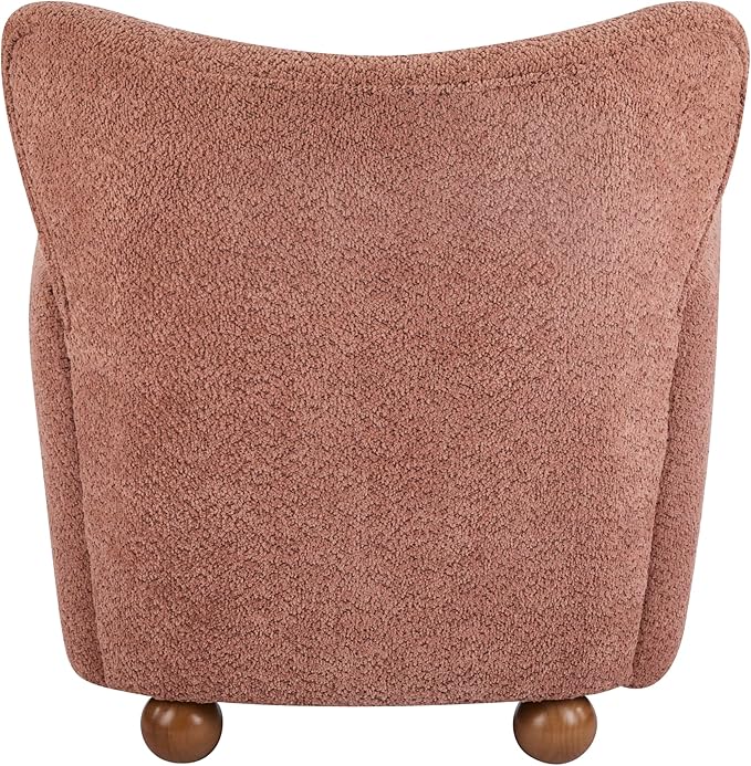 Christopher Knight Home Lindy Wingback Accent Chair, Upholstered Armchair with Rounded Wooden Legs, Curved Backrest Single Sofa, Soft Cushion Seating, Comfy Lounge Chair for Living Room, Dusty Coral