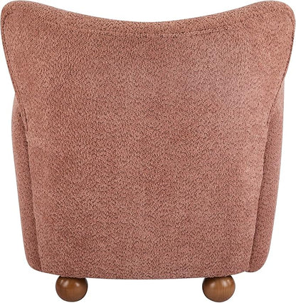 Christopher Knight Home Lindy Wingback Accent Chair, Upholstered Armchair with Rounded Wooden Legs, Curved Backrest Single Sofa, Soft Cushion Seating, Comfy Lounge Chair for Living Room, Dusty Coral