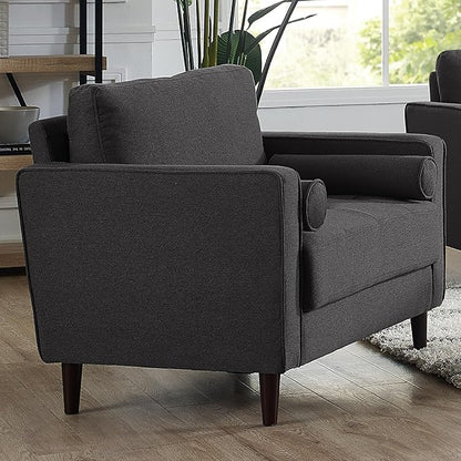 Studio Living® Lexington 39.4" Arm Chair, Mid-Century Modern, Pocket Coil Comfort, Easy Assembly, Woven Fabric, Heather Grey