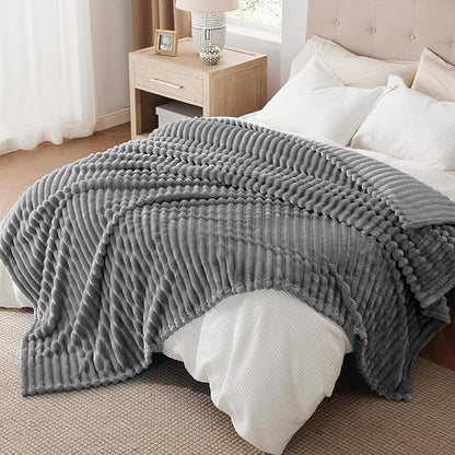 Bedsure GentleSoft Frost Gray Fleece Blanket for - Cozy Soft Blankets for Women, Cute Small Throws for Girls, 108x90 Inches