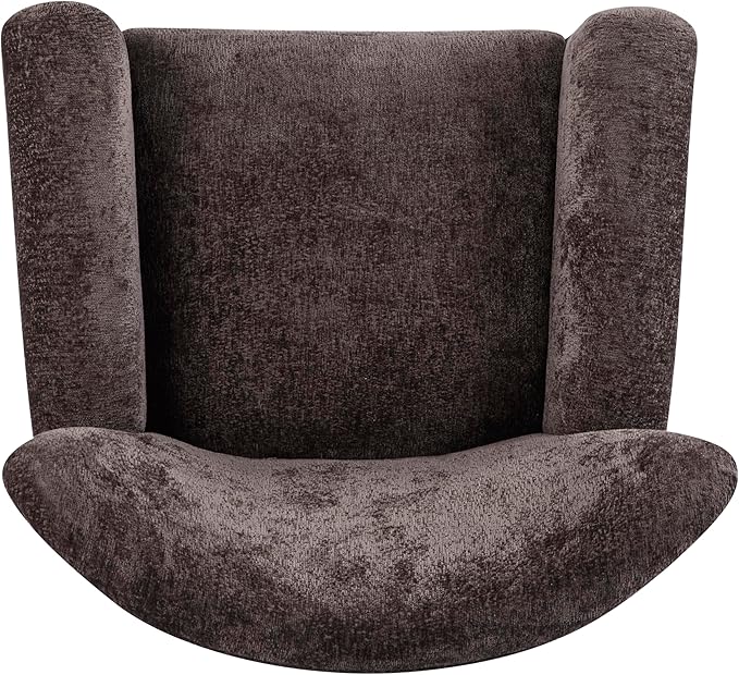 Christopher Knight Home Lindy Wingback Accent Chair, Upholstered Armchair with Rounded Wooden Legs, Curved Backrest Single Sofa, Soft Cushion Seating, Comfy Lounge Chair for Living Room, Dark Brown