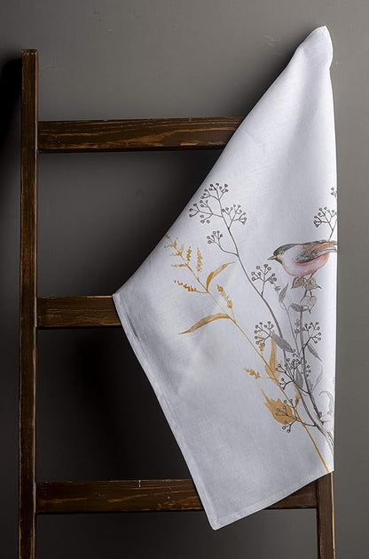 Maison d'Hermine Dish Towels 100% Cotton Absorbent Meadow Florals Beige Set of 3 Spring Summer