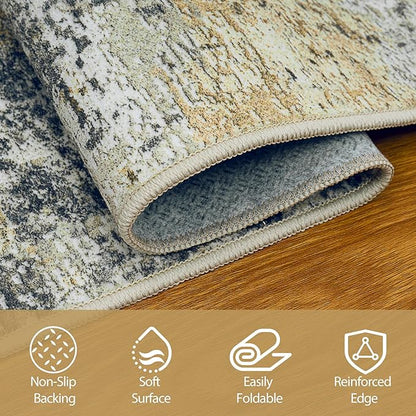 5x8 Area Rugs for Living Room Rug Washable: Abstract Rug for Dining Room Bedroom Carpet Non Slip 5 by 8 Indoor Modern Nursery Home Office Multi