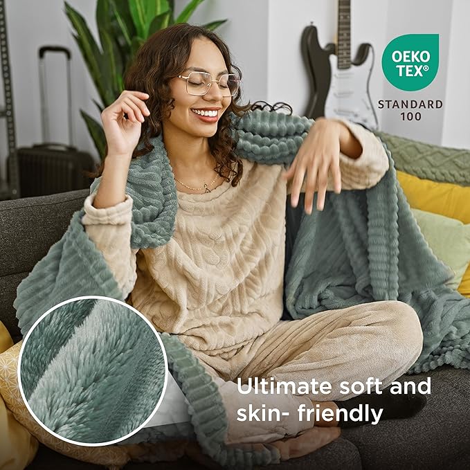 Bedsure GentleSoft Twin Blanket for - Cozy Soft Blankets for Women, Cute Small Fleece Throws for Girls, Sage Green, 60x80 Inches