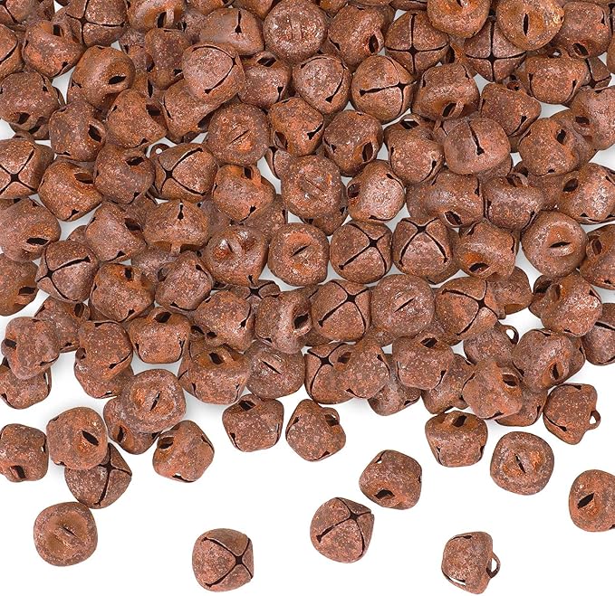 Augshy 120 Rustic Christmas Jingle Bells, 3/5 Inch Iron Craft Bells for Christmas Decorations