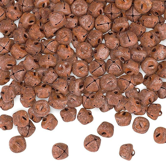 Augshy 120 Rustic Christmas Jingle Bells, 3/5 Inch Iron Craft Bells for Christmas Decorations