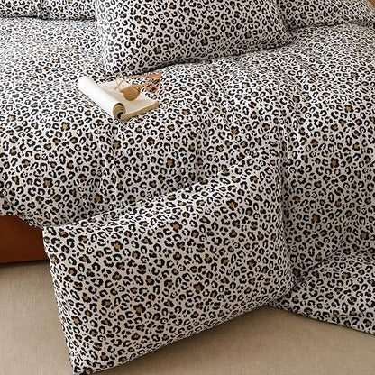 CLOTHKNOW Black Cheetah Print Queen Size Comforter Sets 3Pcs Animal Leopard Bedding Comforter Sets Soft Black Brown Bedding Sets with 2 x Pillowcases Queen Size