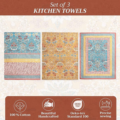 Maison d'Hermine Dish Towels 100% Cotton Absorbent Marquise Set of 3 Spring Summer