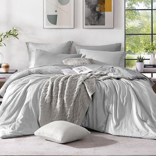 Monbix Full Size Comforter Set, Grey Bedding Comforter for Full Size Bed Set Reversible, Bedding Sets Full 7 Pieces, Cationic Dyeing Bed in a Bag with Comforter, Sheets, Pillowcases & Shams