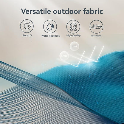 PHI VILLA 10ft Outdoor Patio Umbrellas for Outside, 3 Tier Vented Market Table Umbrella Windproof for Backyard, Deck, Garden, 1.5" Pole, Cyan（No Base）