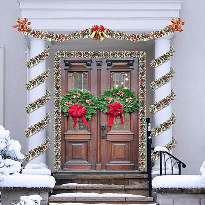 50 FT Christmas Tinsel Garland for Christmas Tree Decorations, Red Green White Metallic Twist Shiny Hanging Xmas Garlands for Stairs Mantle Fireplace Home Indoor Outdoor Holiday Party Suppliers Decor
