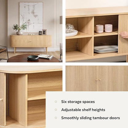 WERMO 71’’ Sideboard Storage Cabinet with Doors and Shelves - Wood Credenza for Living Room, Bedroom, Entryway and Home Office Cabinet. Kitchen Buffet, Modern Media Console Table with Storage (Oak)