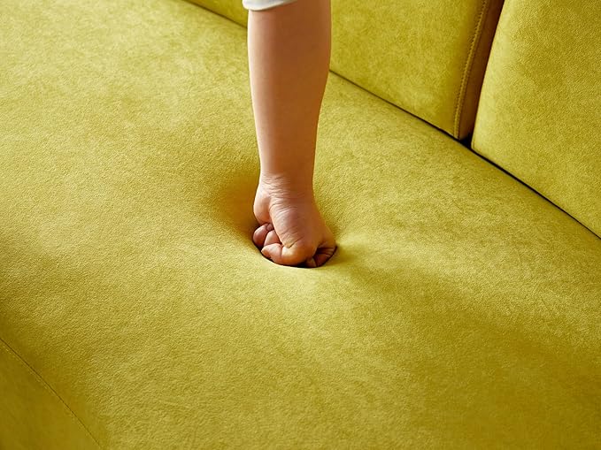 90" Curved Sofa with Throw Pillows, 4 Seater Luxury Velvet Couch with Half Moon Design and High-Density Foam, Ideal for Modern Living Room, Office & Apartment, Olive Green