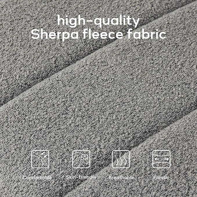 52.7" Bedroom Bench for End of Bed, Modern Upholstered Teddy Fabric Entryway Bench & Dining Bench, Footrest Stool Bench with Solid Wood Frame for Bedroom, Living Room (Light Grey)