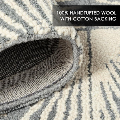 Nicole Miller New York Kendall Fluted Geo Handcrafted Area Rug, 100% Wool Rug, Grey, 6'x9'