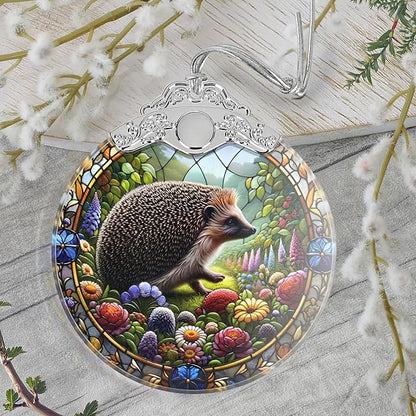 Christmas Ornament, 2025 Ornaments for Christmas Tree, Stained Glass Hanging Ornament, Holiday Ornaments, Unique Gift Idea - Hedgehog