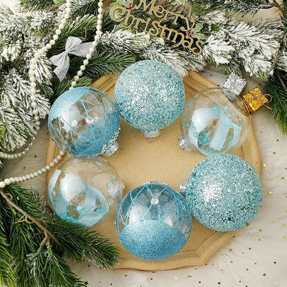 XmasExp Christmas Ball Ornaments Set, Shatterproof Christmastree Decorations,6ct Large Plastic Hanging Ornaments,100mm/4, Blue