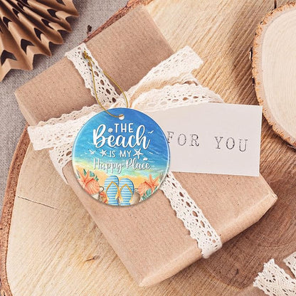 ZAGKOO Beach Themed Gift - Beach Gifts for Women - Beachy Ornaments - Decoration Gifts for Women, Men, Family, Friends - Beachy Christmas Party Decorations - Ceramic Christmas Ornament 2025