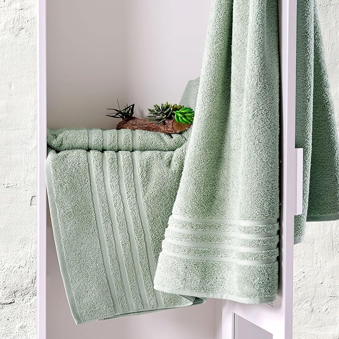 Hawmam Linen Jumbo Large Bath Sheets Towels 2 Pack Soft and Absorbent Premium Quality 100% Cotton Towels Light Green