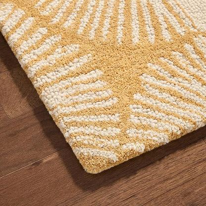Nicole Miller New York Kendall Fluted Geo Handcrafted Area Rug, 100% Wool Rug, Gold, 9'x12'
