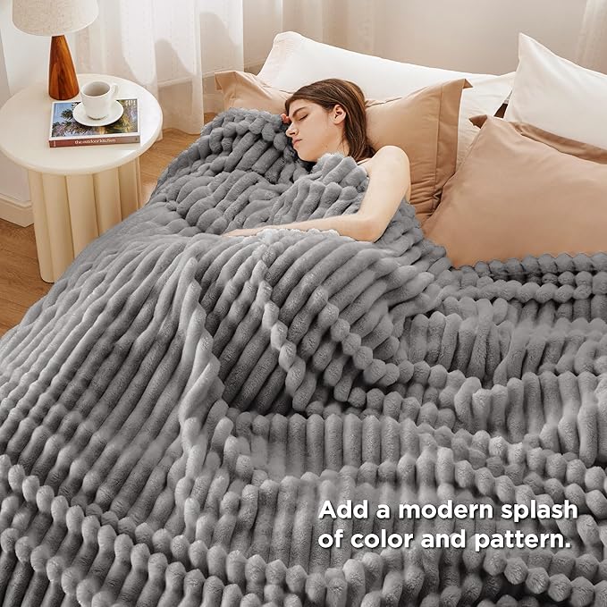 Bedsure GentleSoft Frost Gray California King Size Blanket for - Cozy Soft Blankets for Women, Cute Small Fleece Throws for Girls, 102x96 Inches