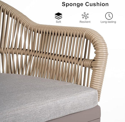 PURPLE LEAF 12 Pieces Patio Dining Set with Outdoor Aluminium Dining Table and Woven Chairs Modern Metal Furniture Cushions Sets for Garden Yard Indoor Decor Kitchen Champagne