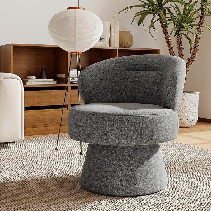 360° Swivel Accent Chairs Set of 2, Modern Chenille Upholstered Boucle Dining Chair with Back, Vanity Chair Accent Armchair Side Chairs for Dining/Living Room, Bedroom, Gray