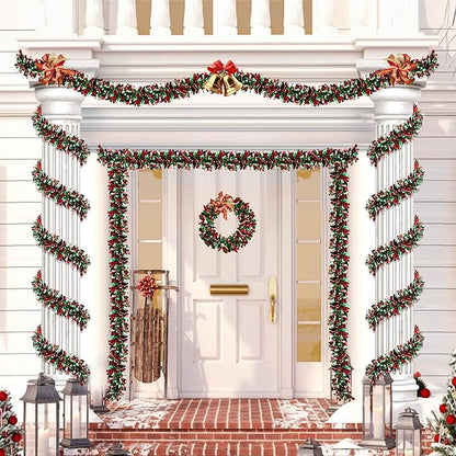 50 Feet Red & Green Metallic Twist Shiny Christmas Tinsel Garland for Tree & Home Decor