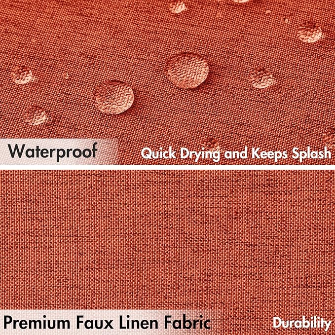 MIULEE 84" Long Scalloped Shower Curtain Linen Textured with 12 Metal Hooks Cute Extra Long Heavy Duty Washable Waterproof Cloth Curtains with Black Border for Bathroom Hotel Bathtub,Burnt Orange