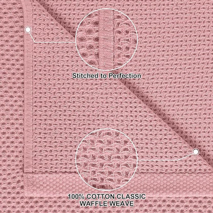 Homaxy 100% Cotton Kitchen Towels and Dishcloths Set, 12 x 12 Inches and 13 x 28 Inches, Set of 8 Bulk Kitchen Towels Set, Ultra Soft Absorbent Dish Cloths for Washing Dishes, Dried Rose