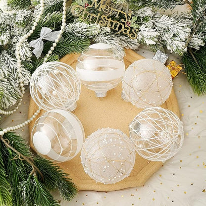 XmasExp Christmas Ball Ornaments Set, Shatterproof Christmastree Decorations,6ct Large Plastic Hanging Ornaments,100mm/4,White