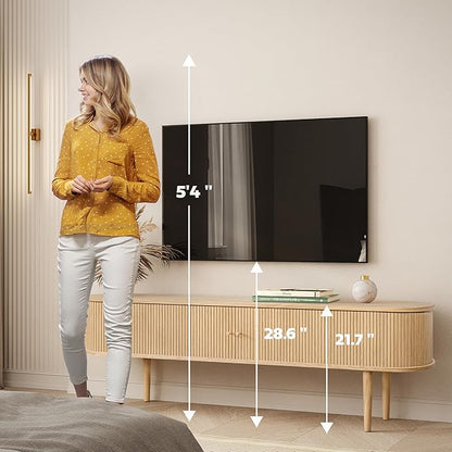 WERMO 71’’ TV Stand with Storage and Shelves for 65-75 inch TV. Wood Entertainment Center with Doors for Living Room and Bedroom, Mid Century Modern Console Table, Television Stand (Oak)