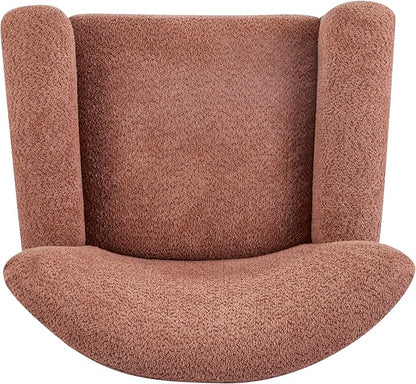 Christopher Knight Home Lindy Wingback Accent Chair, Upholstered Armchair with Rounded Wooden Legs, Curved Backrest Single Sofa, Soft Cushion Seating, Comfy Lounge Chair for Living Room, Dusty Coral