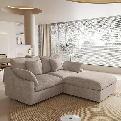 Cloud Couch Modular Sectional Sofa,82.68" L Shaped Couch,Down Filled Convertible Wide Seater, 2 Seater+Ottoman for Living Room Set,Covers Washable&Replaceable,Khaki