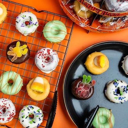 Send A Cake Halloween Donut Tower Gift Box – 20 Individually Wrapped Mini Donuts – Halloween Treats for Kids & Adults, Fun Delivery Gift for All Ages